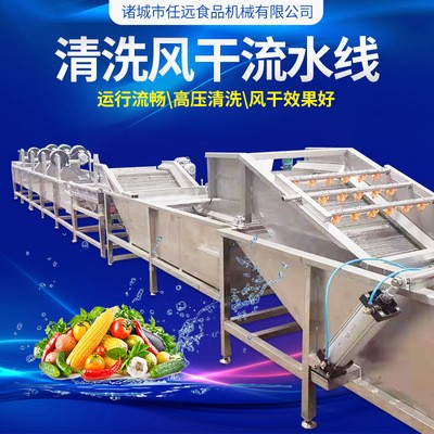 供應全自動果蔬清洗機不銹鋼蔬菜清洗流水線淋噴式清洗風干流水線