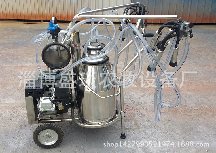 YQⅡ型汽油機真空泵式雙桶奶牛移動擠奶機