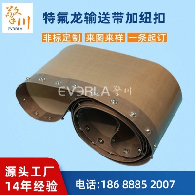 非標超薄0.35特氟龍耐高溫輸送帶加紐扣鐵氟龍傳送帶廠家加工定制