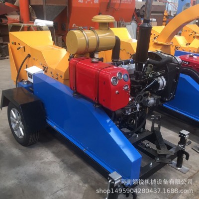 移動式樹枝樹干竹子粉碎機柴油式移動園林綠化干濕樹枝枝條粉碎機