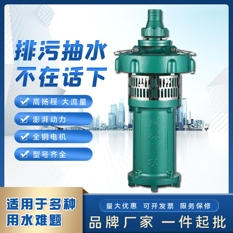人民QY潛水電泵 三相充油式園林排灌大流量油浸泵高揚程農用泵