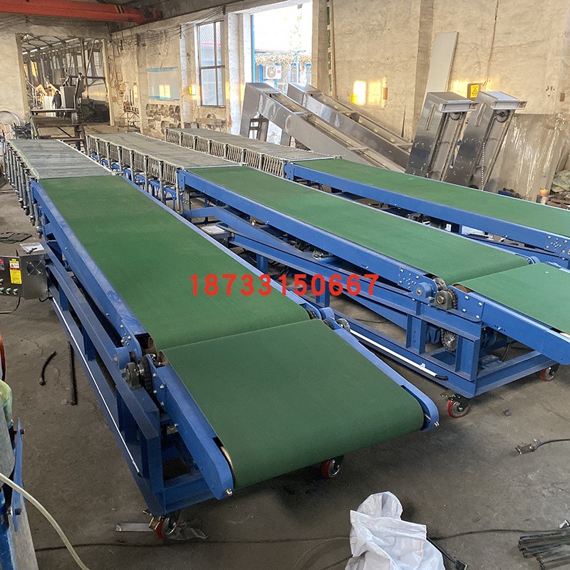 紙箱裝車皮帶機動力伸縮滾筒線裝卸車輸送機塑筐移動卸貨傳送帶