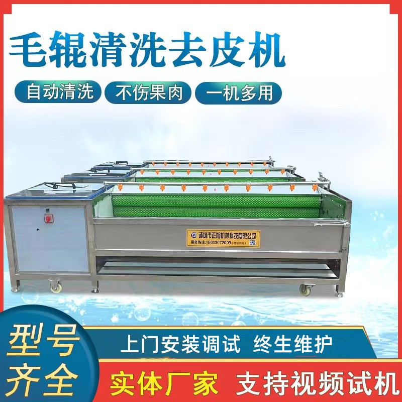 現(xiàn)貨土豆去皮機(jī)脫皮機(jī) 9根木薯洋蔥去皮機(jī) 毛刷毛輥清洗機(jī)